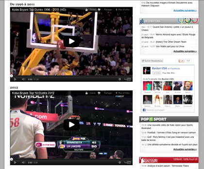 Rendu des vidéos sur Basket USA