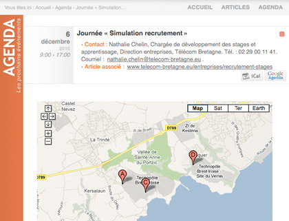 Intégration de Google Map pour localiser les événements